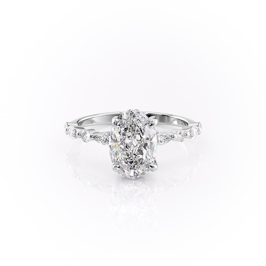 Oval Cut Lab Diamond Engagement Ring With Hidden Halo