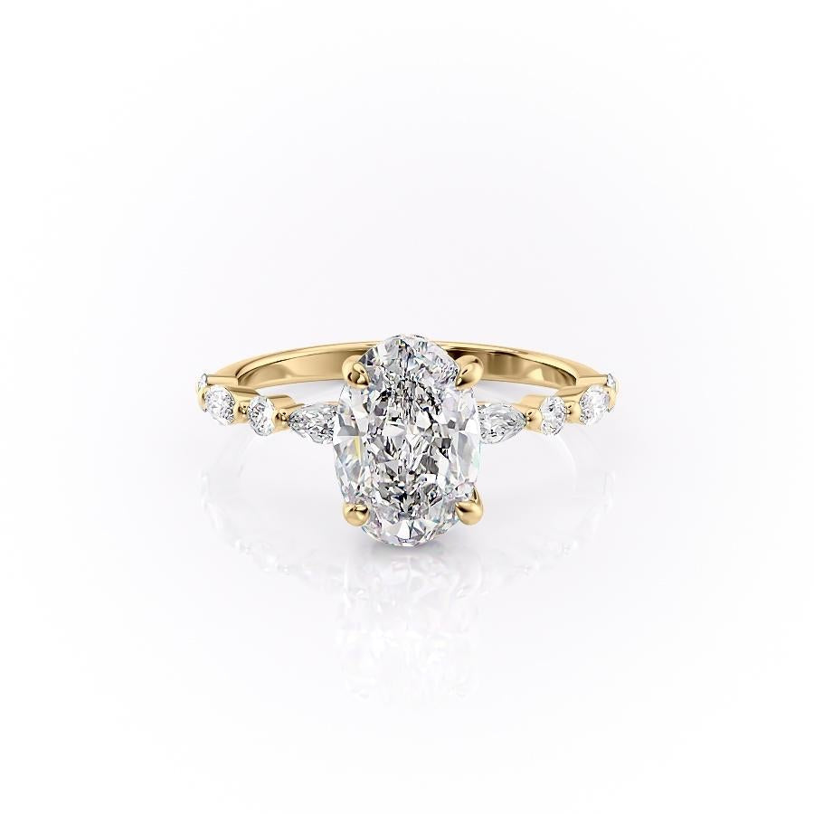 Oval Cut Lab Diamond Engagement Ring With Hidden Halo