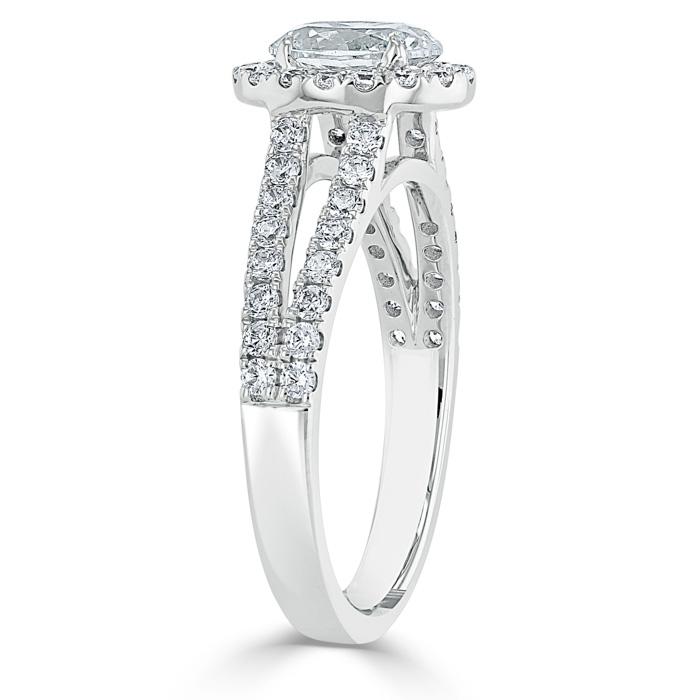 Oval Cut Lab Diamond Halo Engagement Ring, Tiffany Style