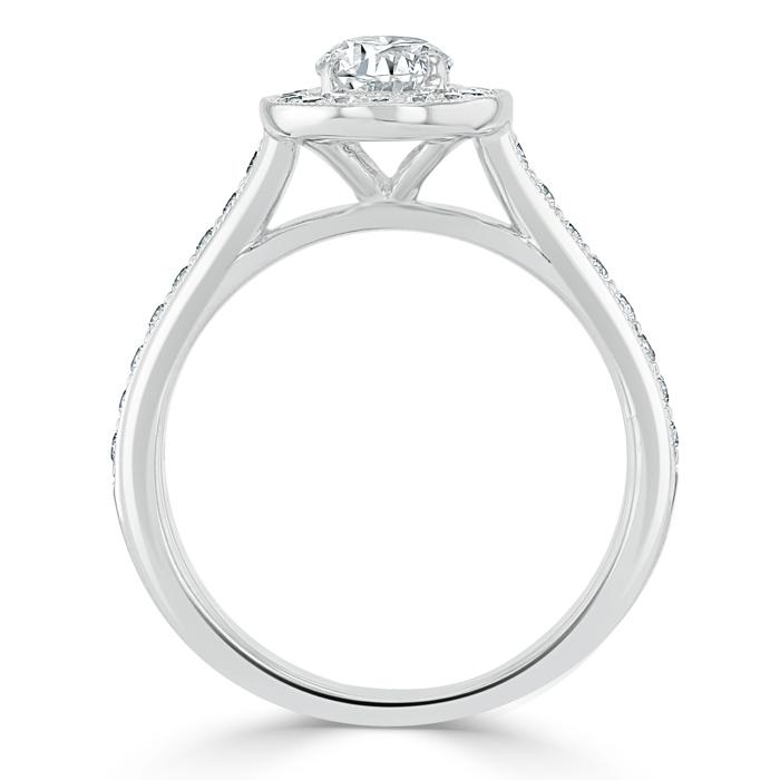 Oval Cut Lab Diamond Halo Engagement Ring, Tiffany Style