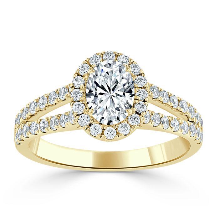 Oval Cut Lab Diamond Halo Engagement Ring, Tiffany Style