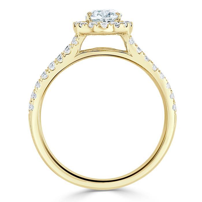 Oval Cut Lab Diamond Halo Engagement Ring, Tiffany Style