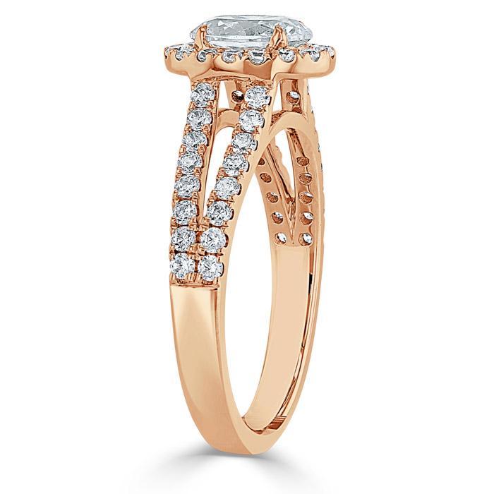 Oval Cut Lab Diamond Halo Engagement Ring, Tiffany Style
