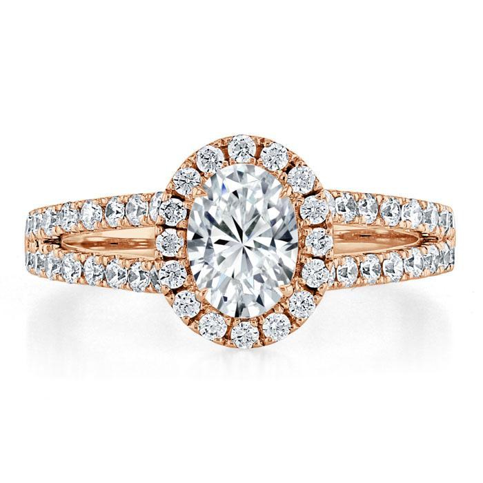 Oval Cut Lab Diamond Halo Engagement Ring, Tiffany Style