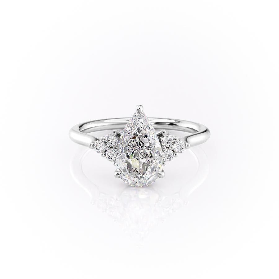 Pear Cut Lab Diamond With Side Stones