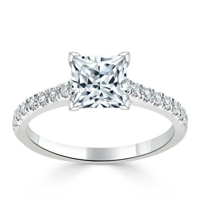 Princess Cut Lab Diamond Engagement Ring, Classic Style