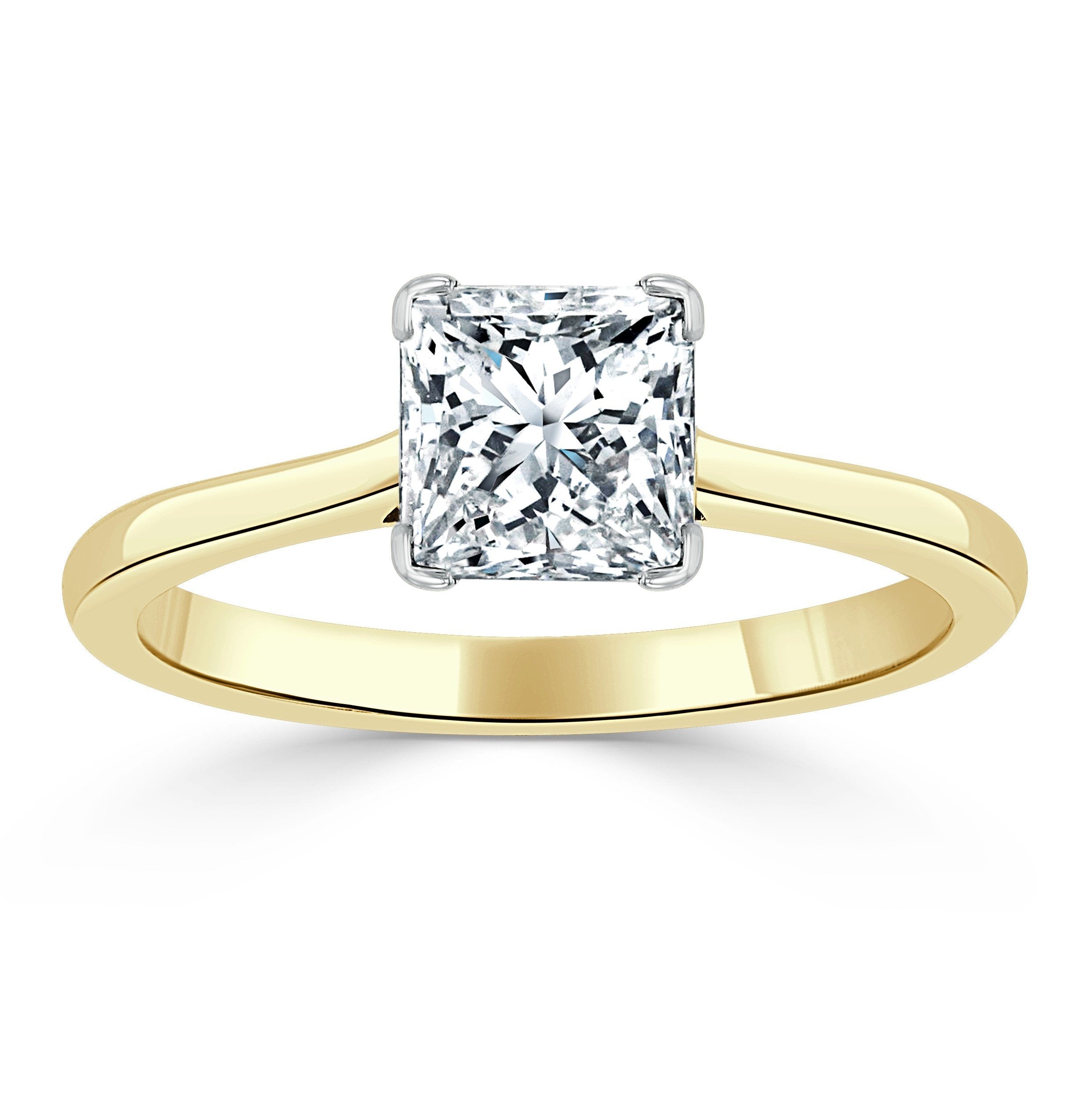 Princess Cut Lab Diamond Engagement Ring, Classic Style