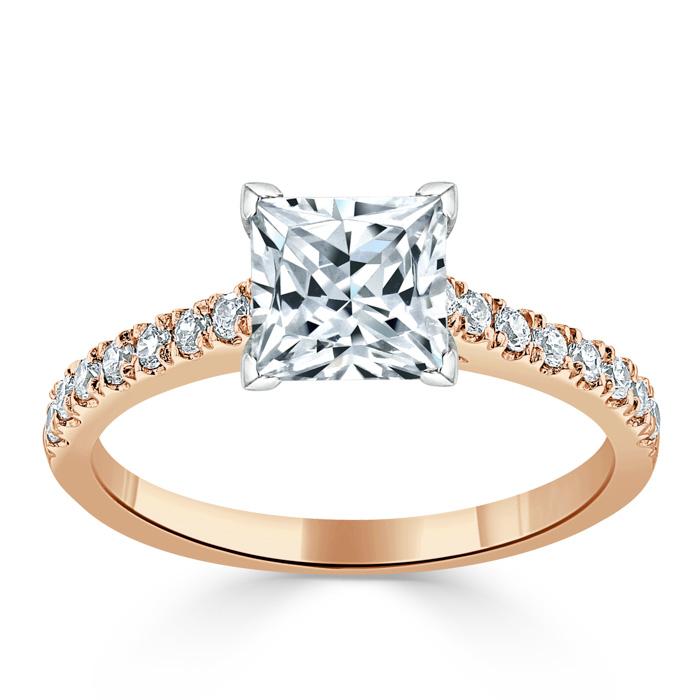Princess Cut Lab Diamond Engagement Ring, Classic Style