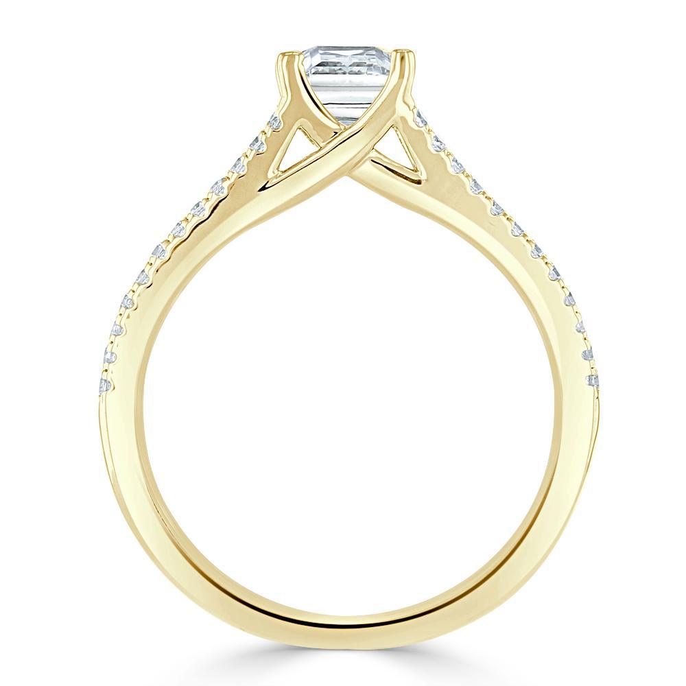 Princess Cut Lab Diamond Engagement Ring, Split Shank