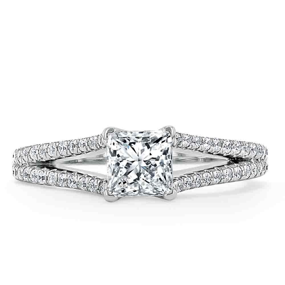 Princess Cut Lab Diamond Engagement Ring, Split Shank
