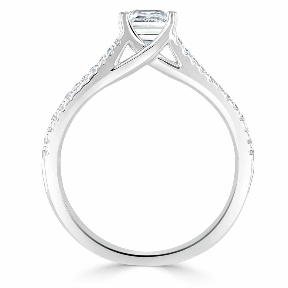 Princess Cut Lab Diamond Engagement Ring, Split Shank