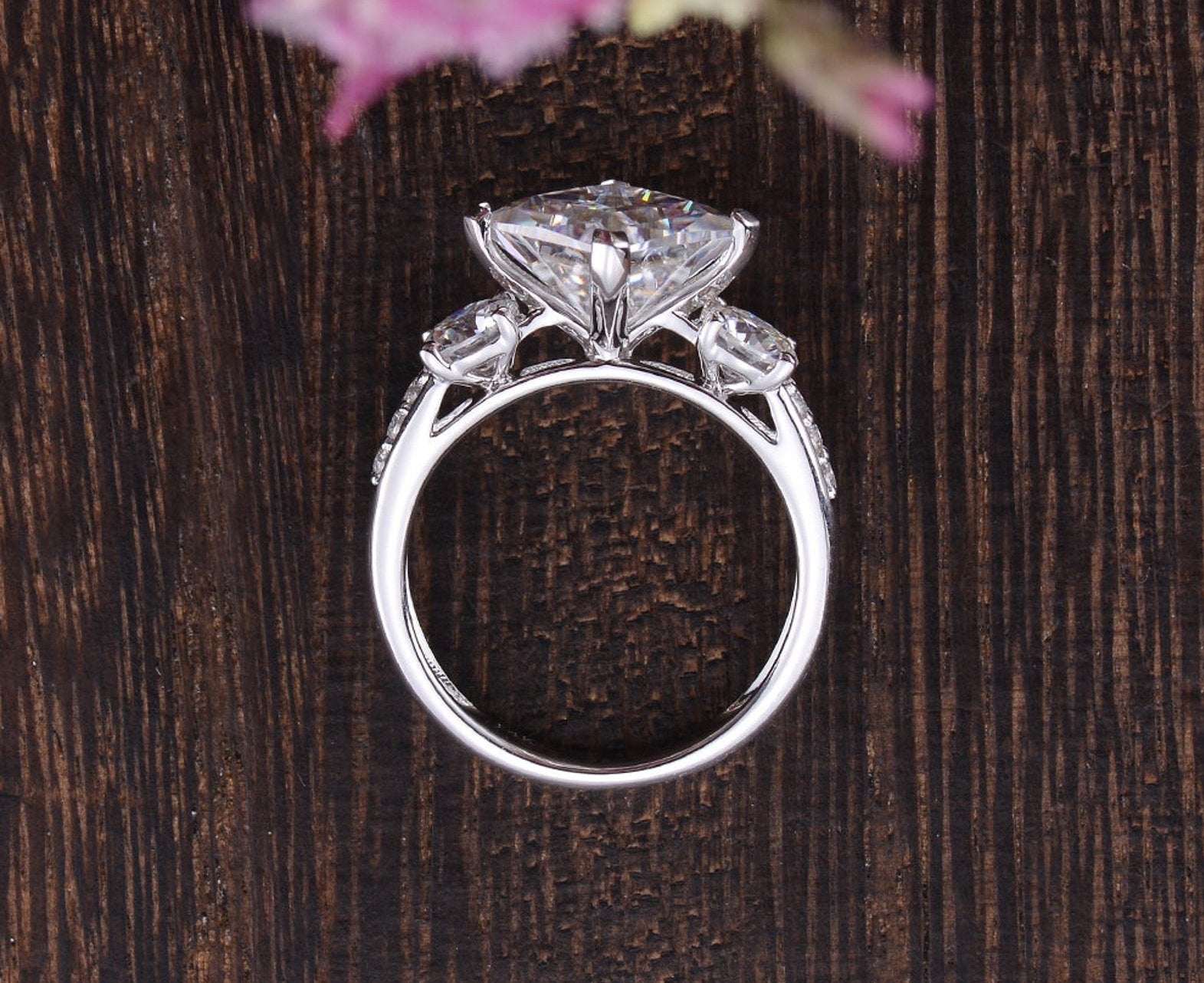Princess Cut Lab Diamond Engagement Ring, Vintage Design