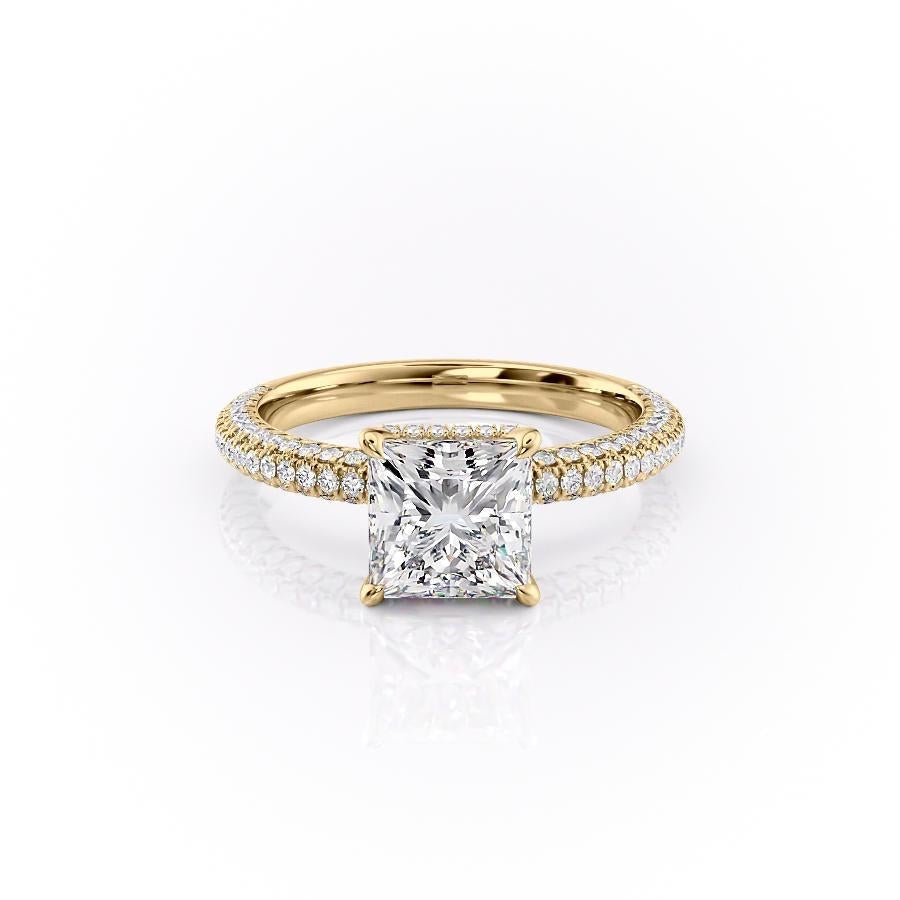 Princess Cut Lab Diamond Pavé Set Shoulders With Hidden Halo