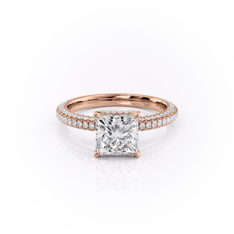 Princess Cut Lab Diamond Pavé Set Shoulders With Hidden Halo