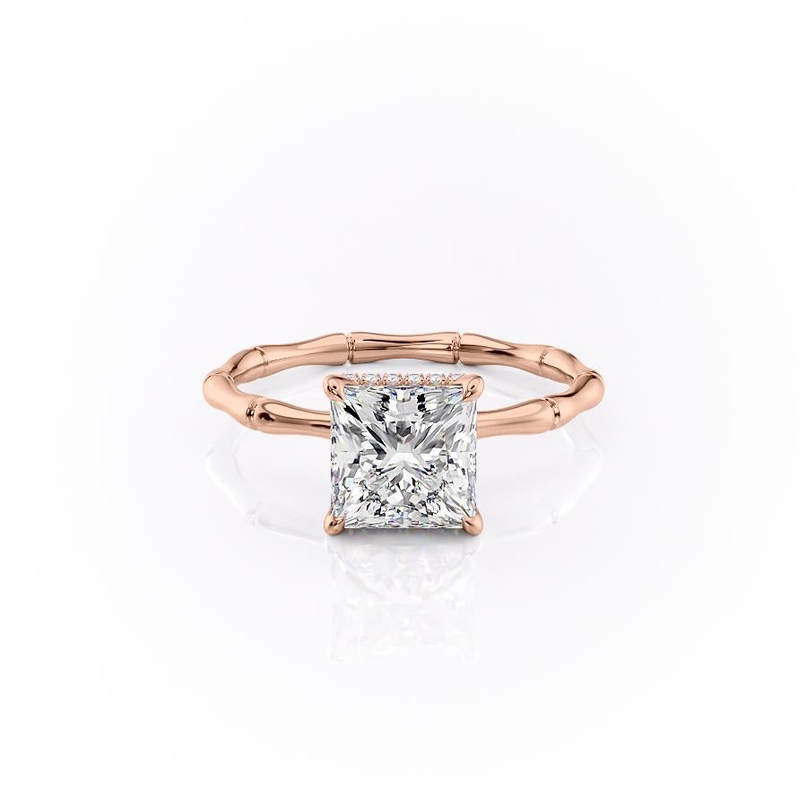 Princess Cut Lab Diamond Ring With Hidden Halo