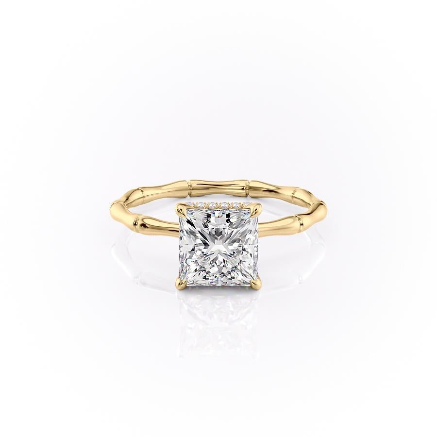 Princess Cut Lab Diamond Ring With Hidden Halo