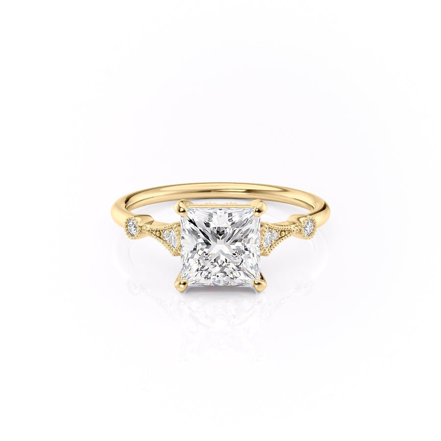 Princess Cut Lab Diamond Vintage Design