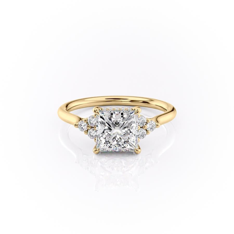 Princess Cut Lab Diamond With Side Stones