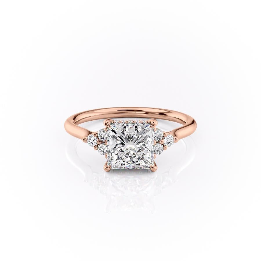 Princess Cut Lab Diamond With Side Stones