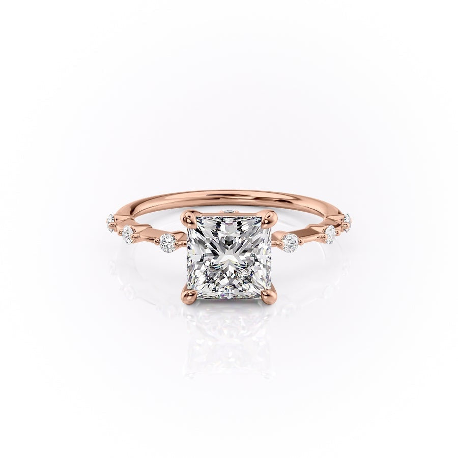 Princess Cut Lab Diamond With Stone Set Shoulders