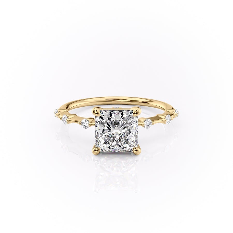 Princess Cut Lab Diamond With Stone Set Shoulders