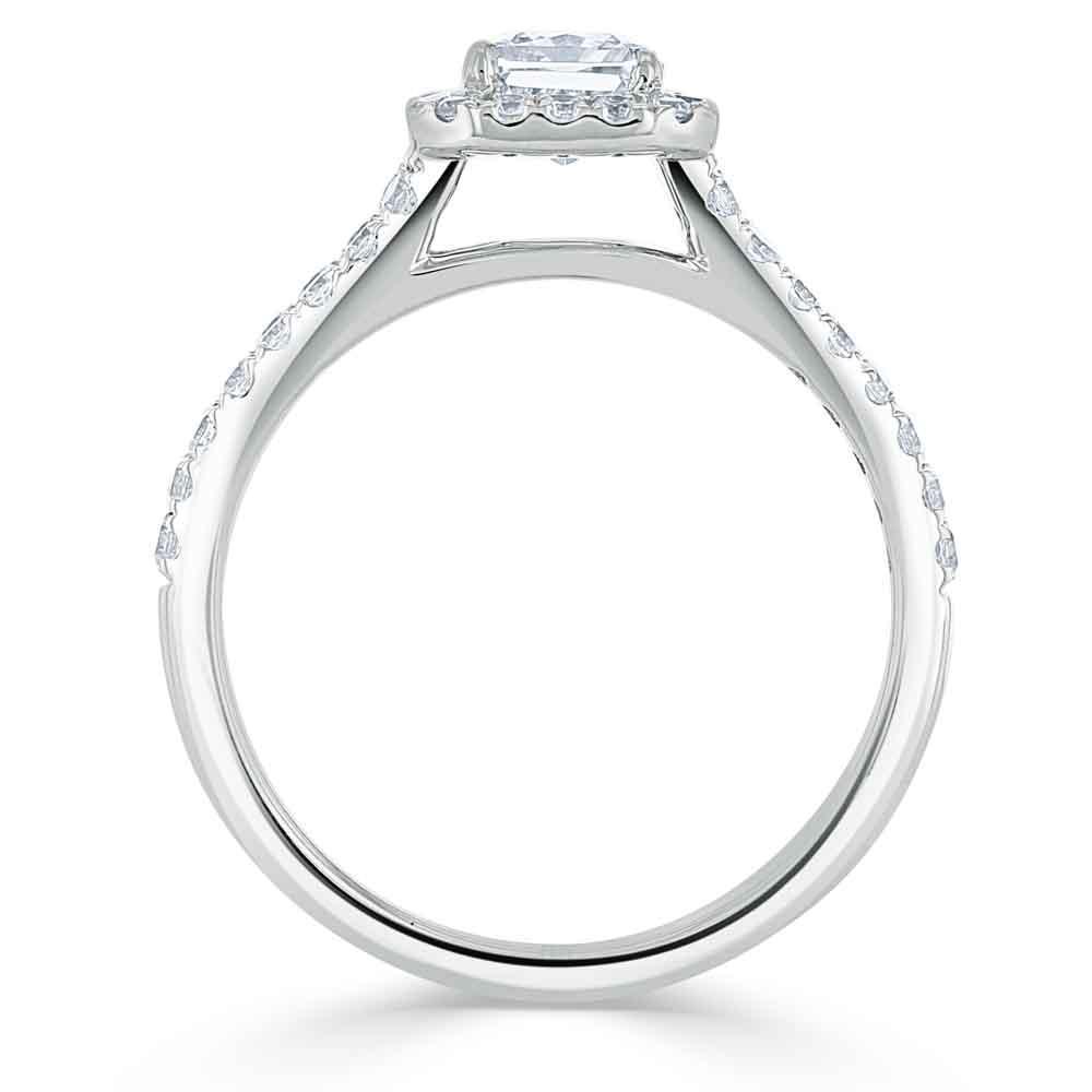 Radiant Cut Lab Diamond Halo Engagement Ring, Classic Style