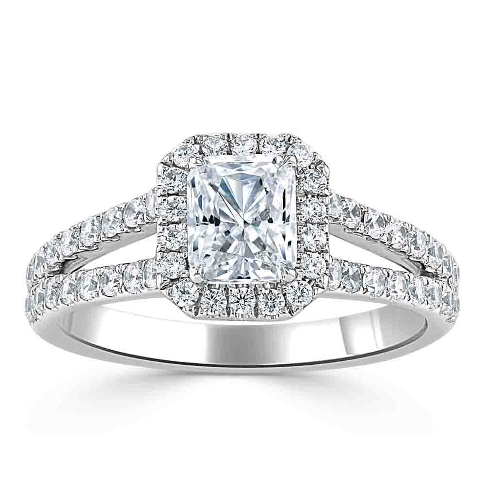 Radiant Cut Lab Diamond Halo Engagement Ring, Classic Style