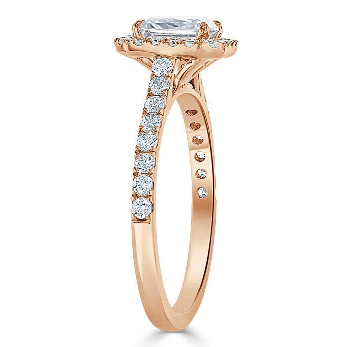 Radiant Cut Lab Diamond Halo Engagement Ring, Classic Style
