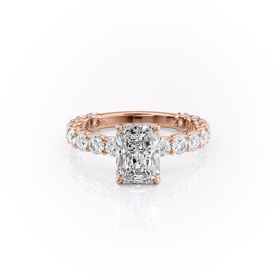 Radiant Cut Lab Diamond Stone Set Shoulders With Hidden Halo