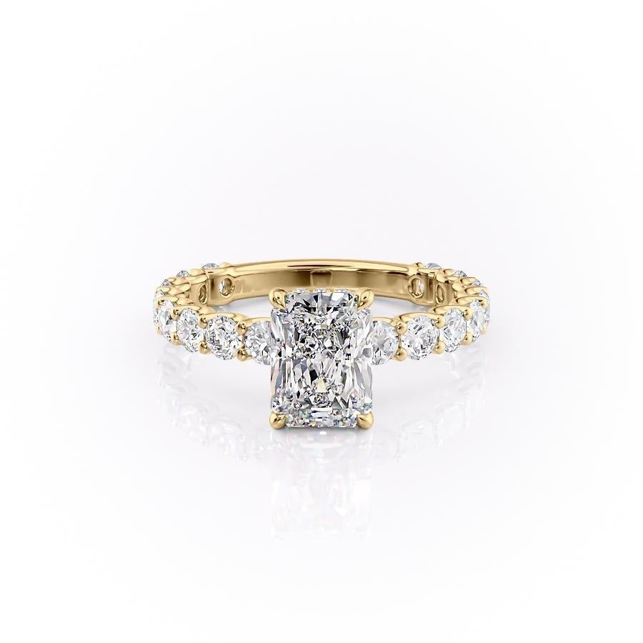 Radiant Cut Lab Diamond Stone Set Shoulders With Hidden Halo
