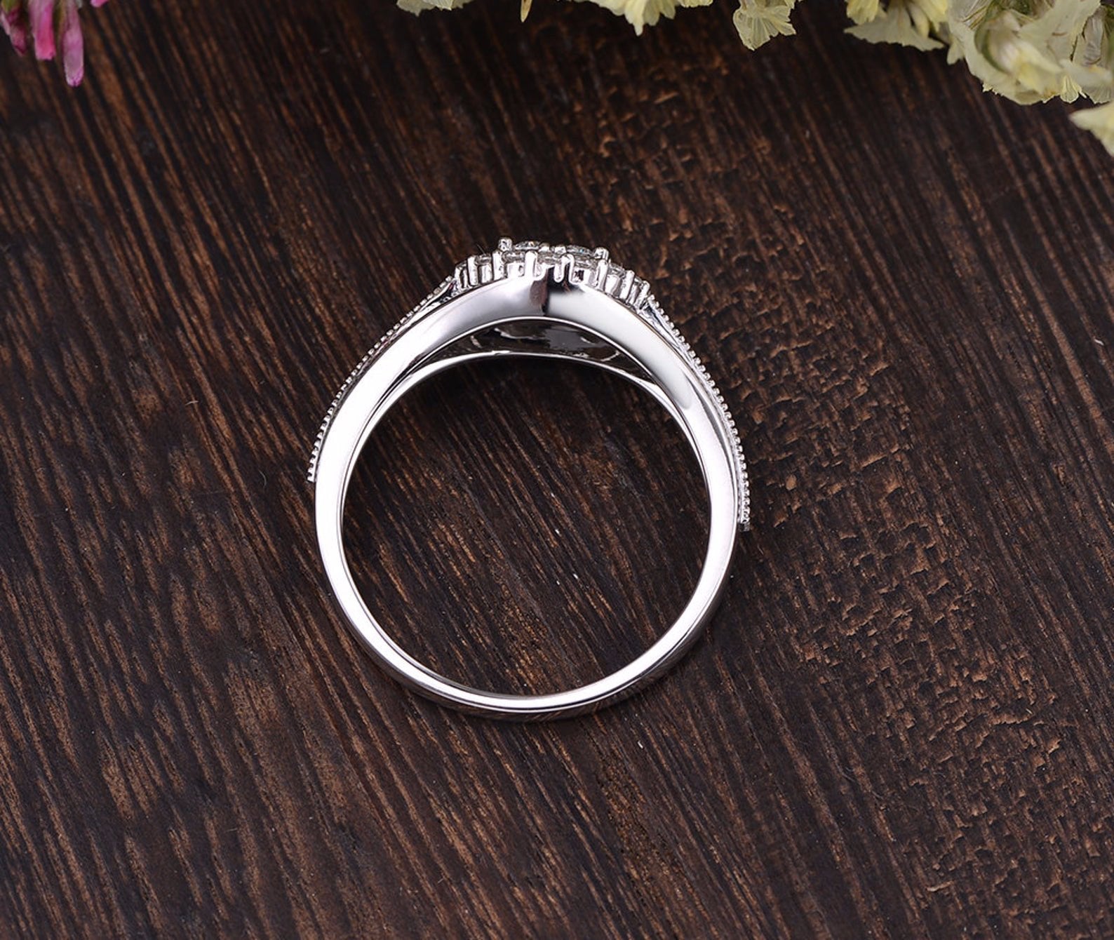 Round Cut Lab Diamond Cluster Engagement Ring, Vintage Design