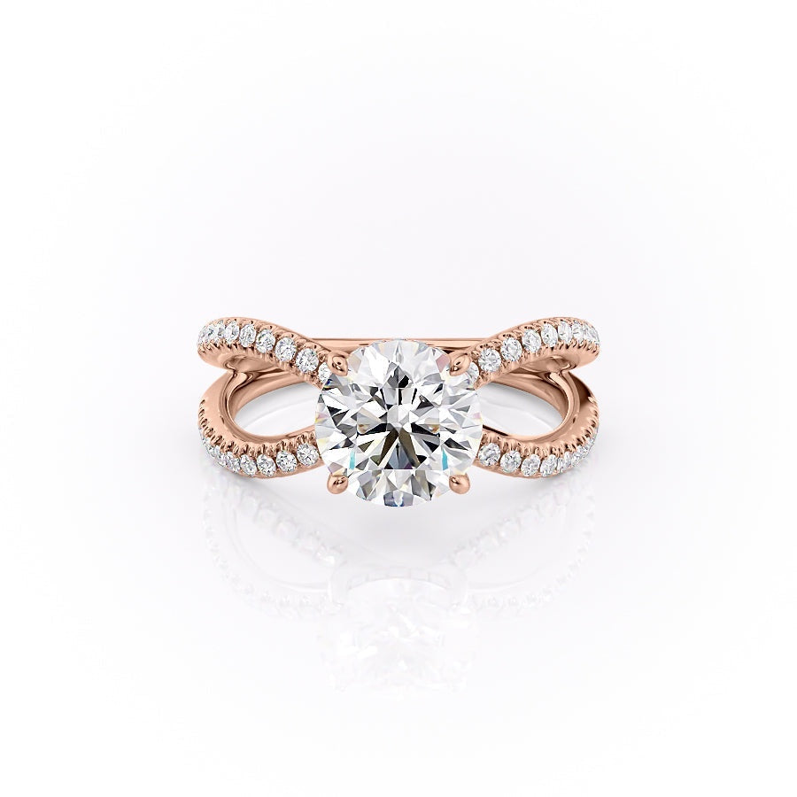 Round Cut Lab Diamond Criss-Cross Design