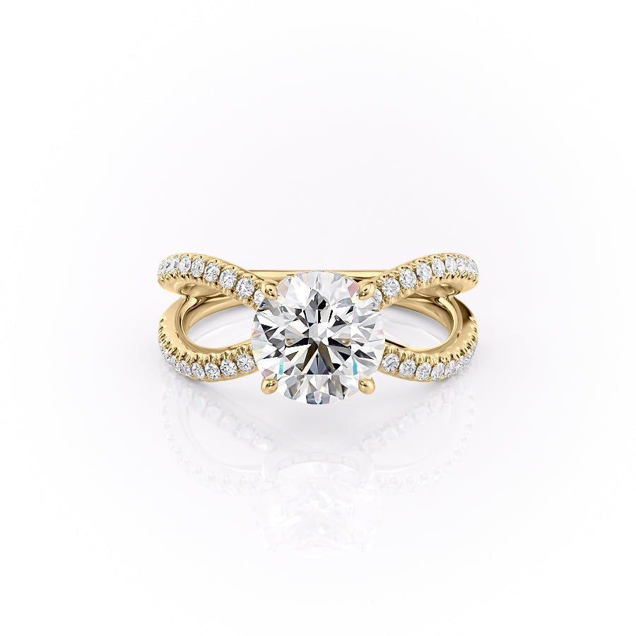 Round Cut Lab Diamond Criss-Cross Design