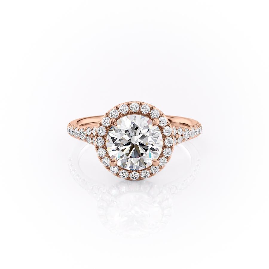 Round Cut Lab Diamond Engagement Ring, Halo With Split Shank
