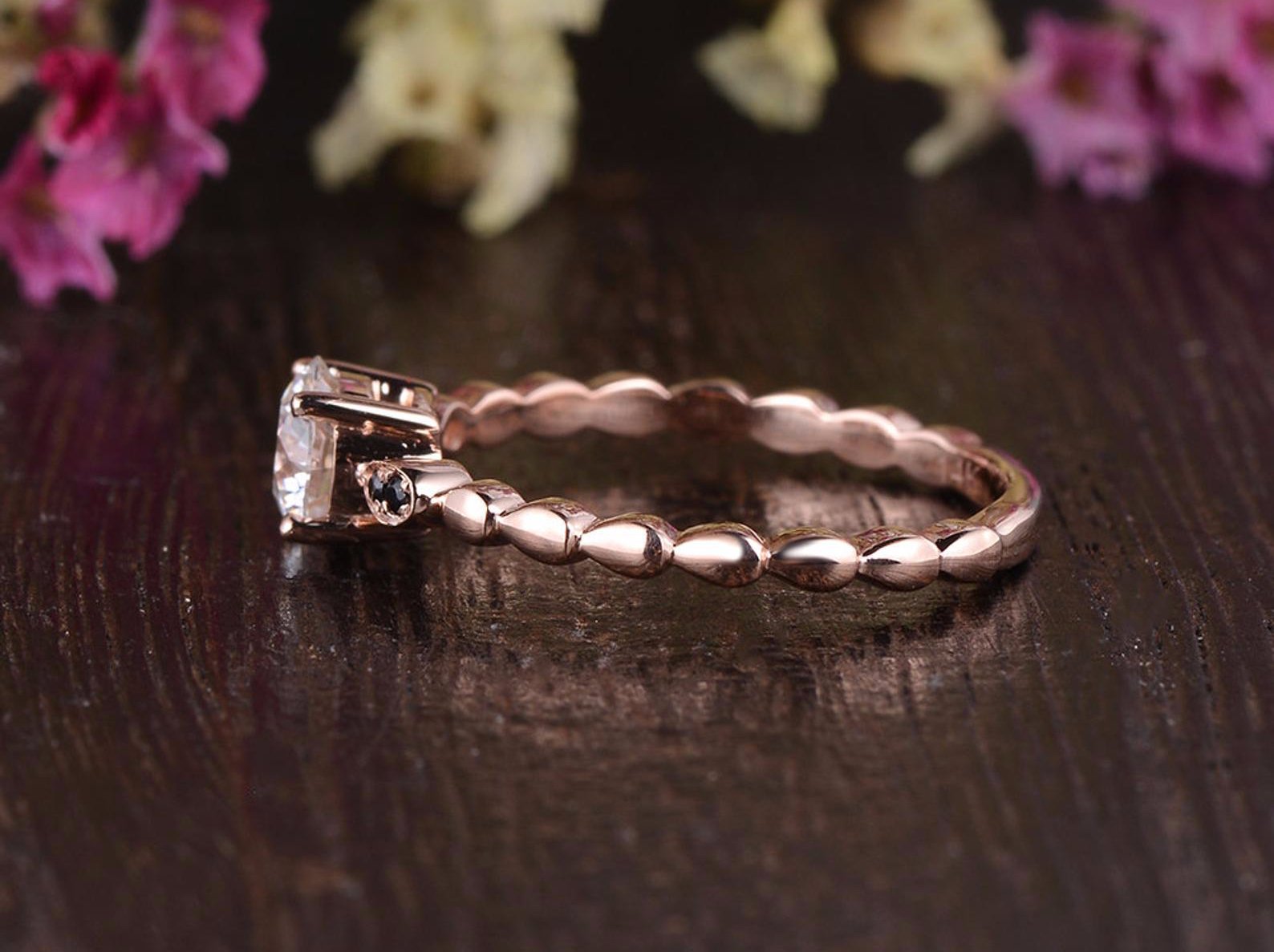 Round Cut Lab Diamond Engagement Ring, Vintage Design