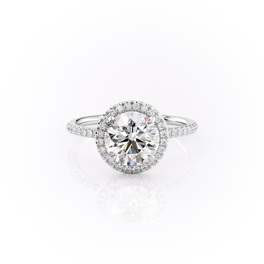 Round Cut Lab Diamond Engagement Ring With Halo