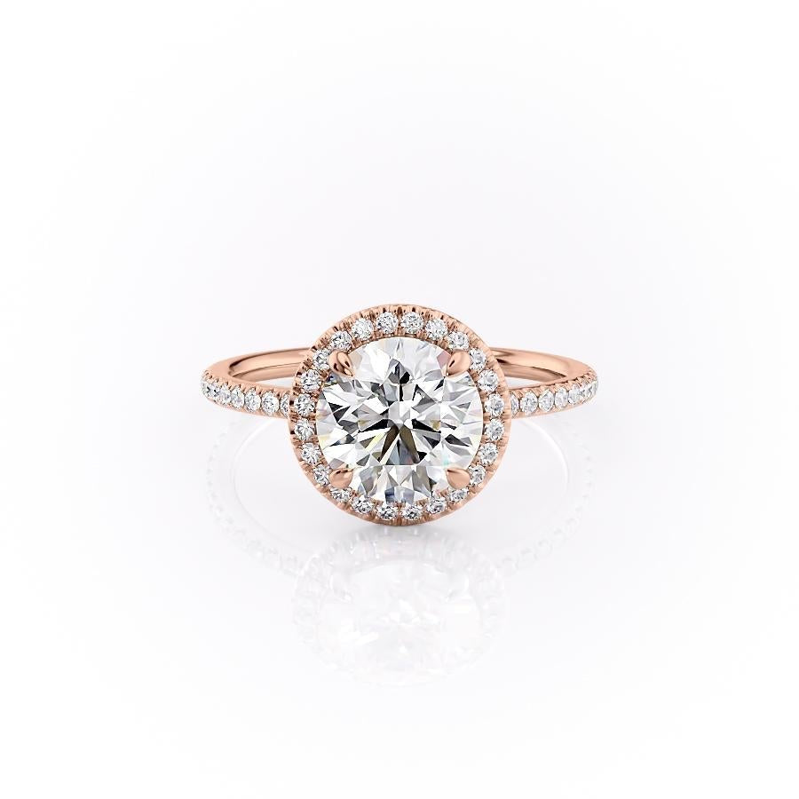 Round Cut Lab Diamond Engagement Ring With Halo