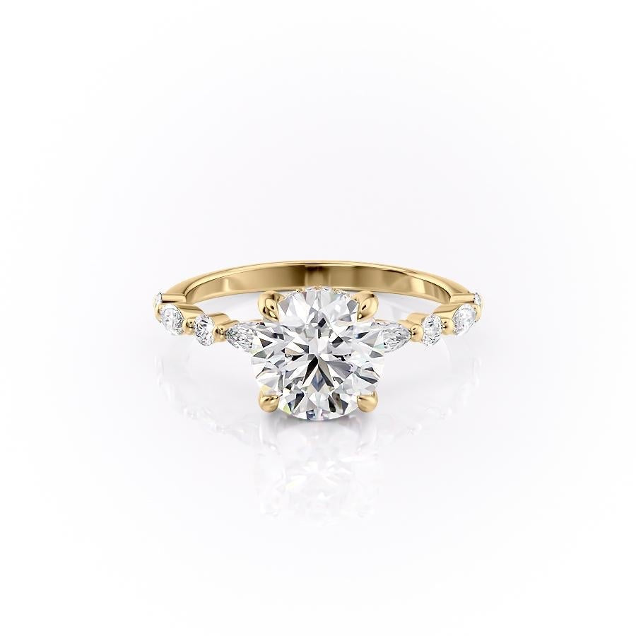 Round Cut Lab Diamond Engagement Ring With Hidden Halo