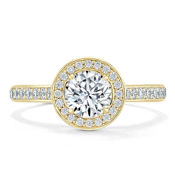 Round Cut Lab Diamond Halo Engagement Ring, Tiffany Style