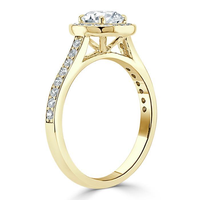 Round Cut Lab Diamond Halo Engagement Ring, Tiffany Style