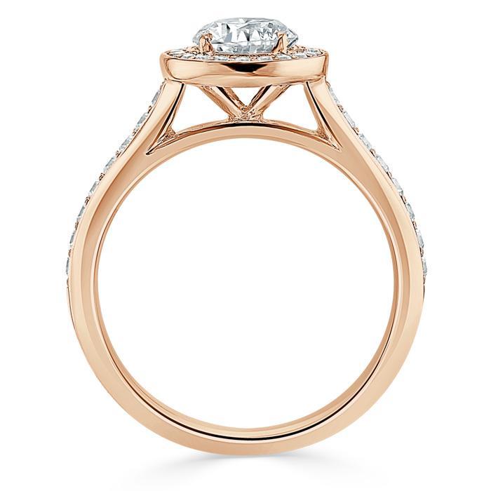 Round Cut Lab Diamond Halo Engagement Ring, Tiffany Style