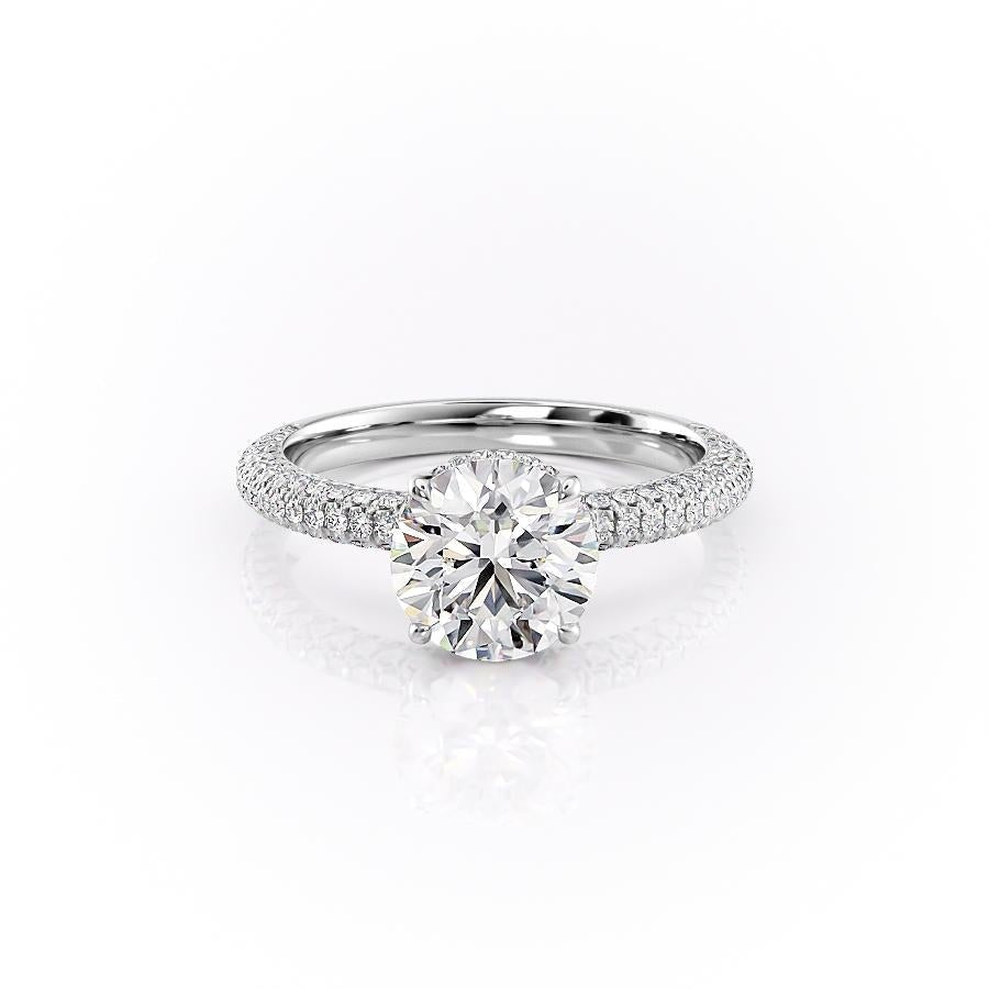 Round Cut Lab Diamond Pavé Set Shoulders With Hidden Halo