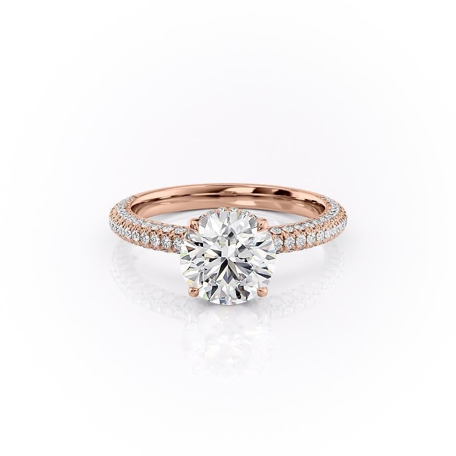 Round Cut Lab Diamond Pavé Set Shoulders With Hidden Halo