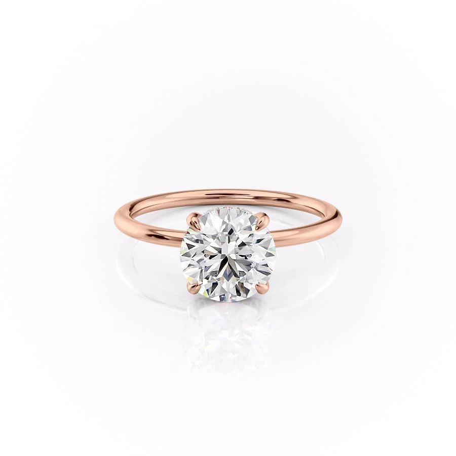 Round Cut Lab Diamond Ring, Hidden Halo Design