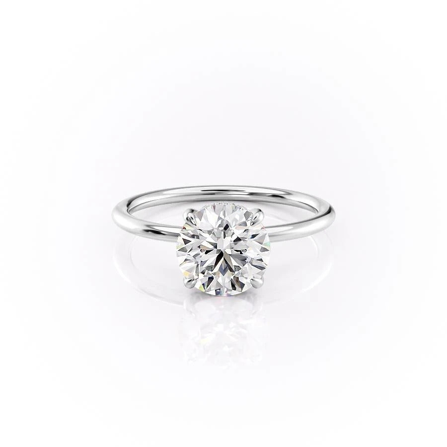 Round Cut Lab Diamond Ring, Hidden Halo Design