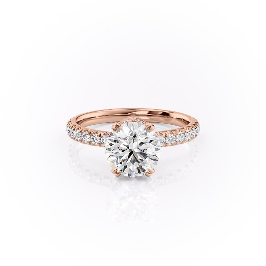 Round Cut Lab Diamond Shoulder Set Ring With Block Halo