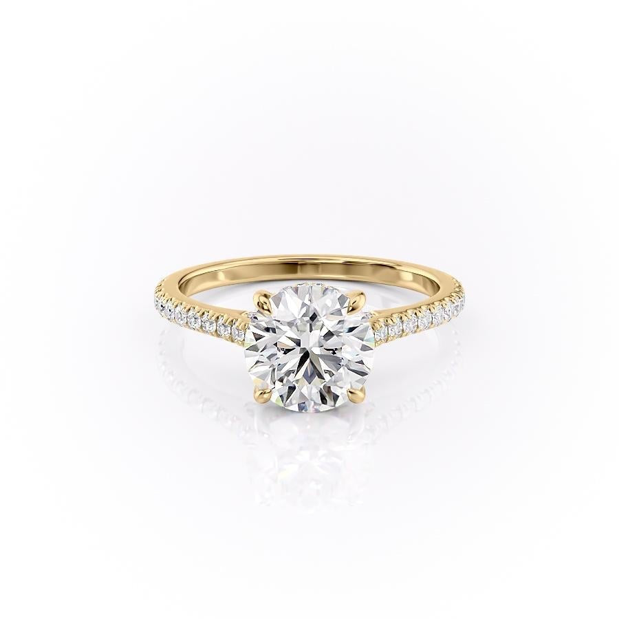 Round Cut Lab Diamond Shoulder Set Ring With Hidden Halo