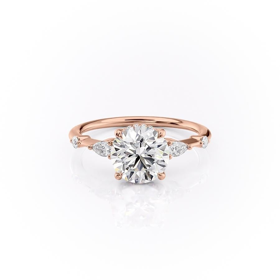 Round Cut Lab Diamond Shoulder Set Ring With Hidden Halo
