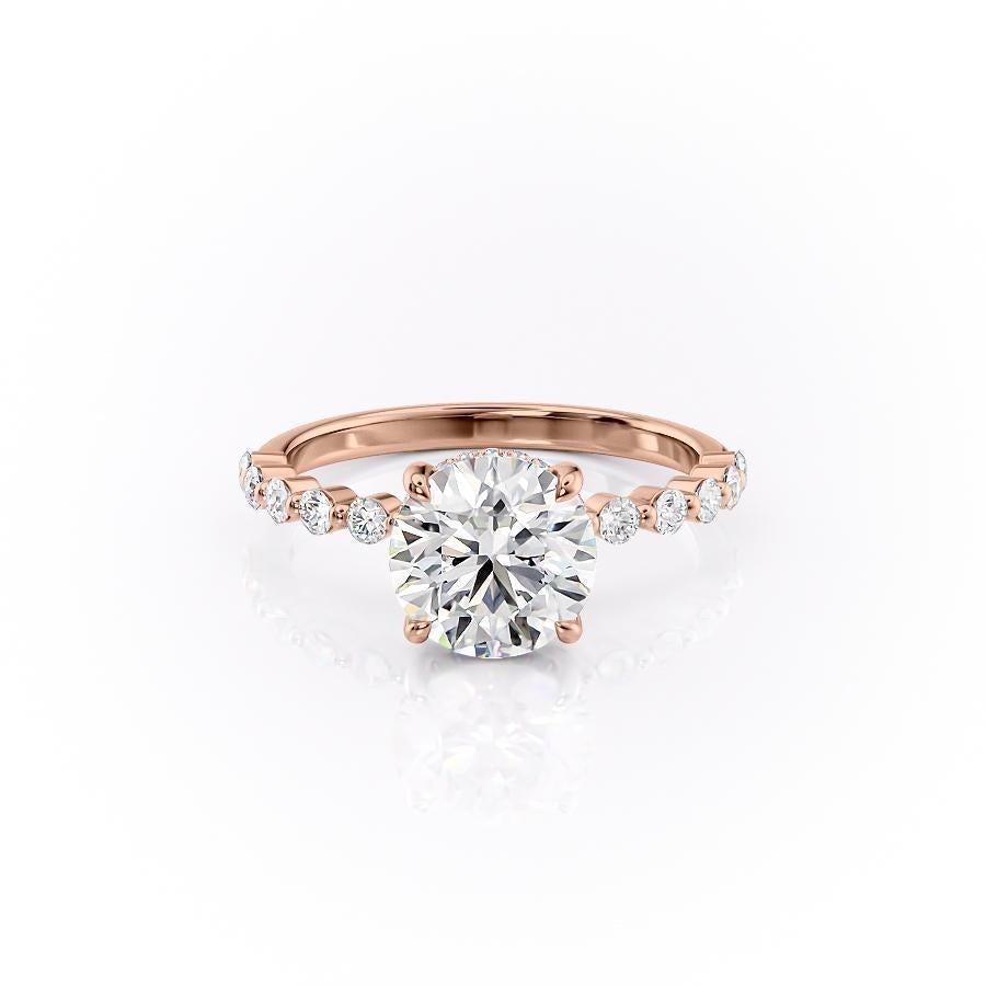 Round Cut Lab Diamond Shoulder Set Ring With Hidden Halo