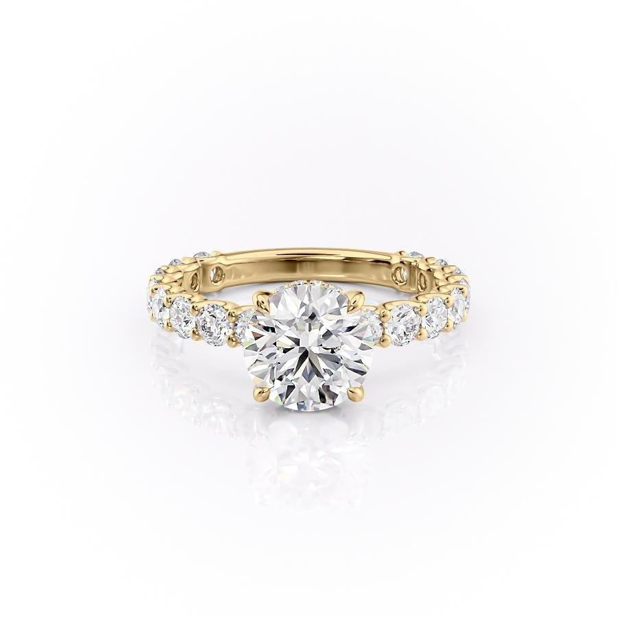Round Cut Lab Diamond Stone Set Shoulders With Hidden Halo